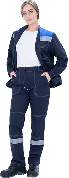 Костюм РАЦИОНАЛИЗАТОР летний, синий-василек, 100% х/б, женский (куртка, брюки) Кос 1710