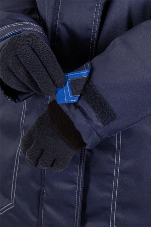 Костюм женский КМ-10 ЛЮКС от пониженных температур воздуха и ветра, механических воздействий и ОПЗ (куртка, брюки), синий/василек