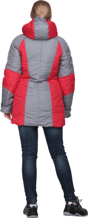 Куртка ВИРАЖ зимняя, серый-красный, женская Кур 672