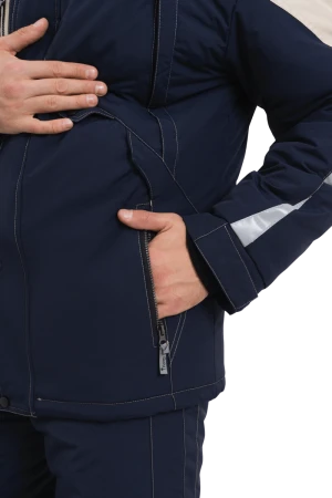 Куртка мужская ХАЙ-ТЕК от пониженных температур воздуха и ветра, механических воздействий и ОПЗ, синий/бежевый Кур 323